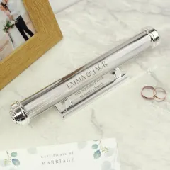 Personalised Silver Plated Certificate Holder, Custom Engraved Wedding Keepsake Case thumbnail 3