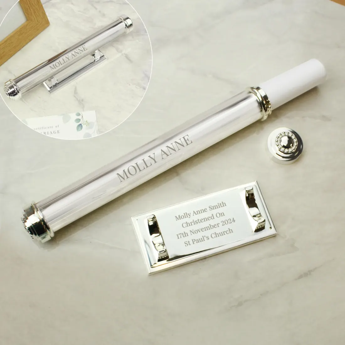 Personalised Silver Plated Certificate Holder, Custom Engraved Wedding Keepsake Case — photo 4