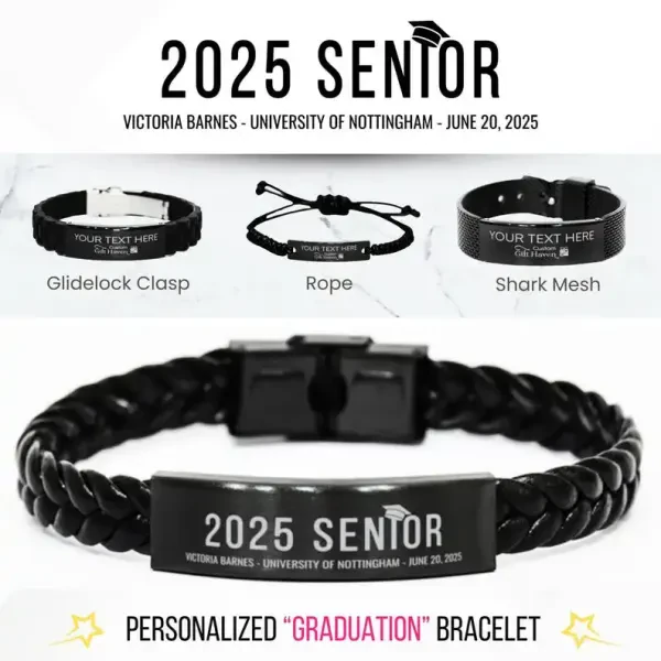 Personalized Class of 2025 Graduation Bracelet: Custom Laser Engraved Senior Jewelry, Unique Grad Gifts
