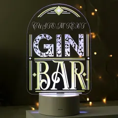 Personalised LED Gin Bar Sign, Colour Changing Engraved Custom Text Gift thumbnail 2