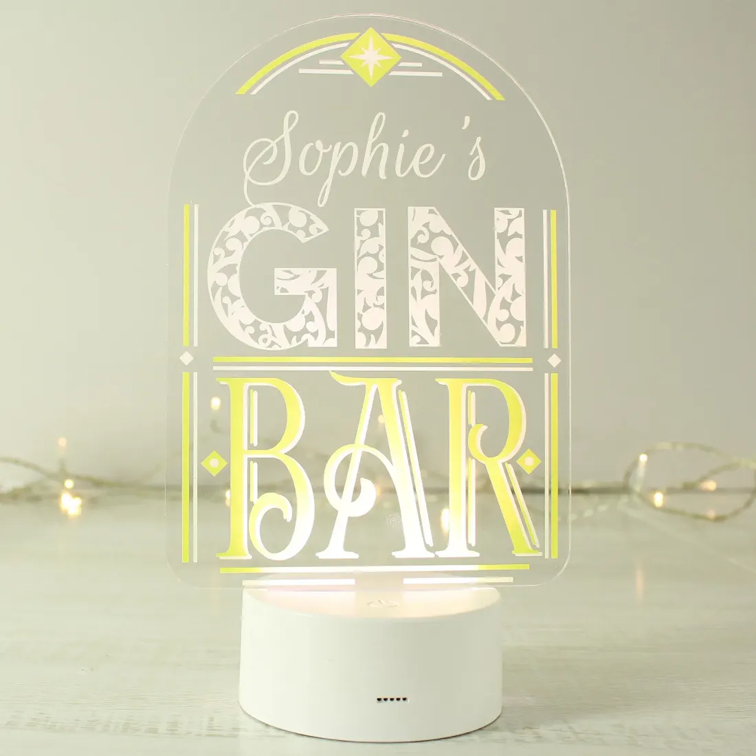 Personalised LED Gin Bar Sign, Colour Changing Engraved Custom Text Gift — photo 4