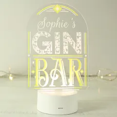 Personalised LED Gin Bar Sign, Colour Changing Engraved Custom Text Gift thumbnail 4