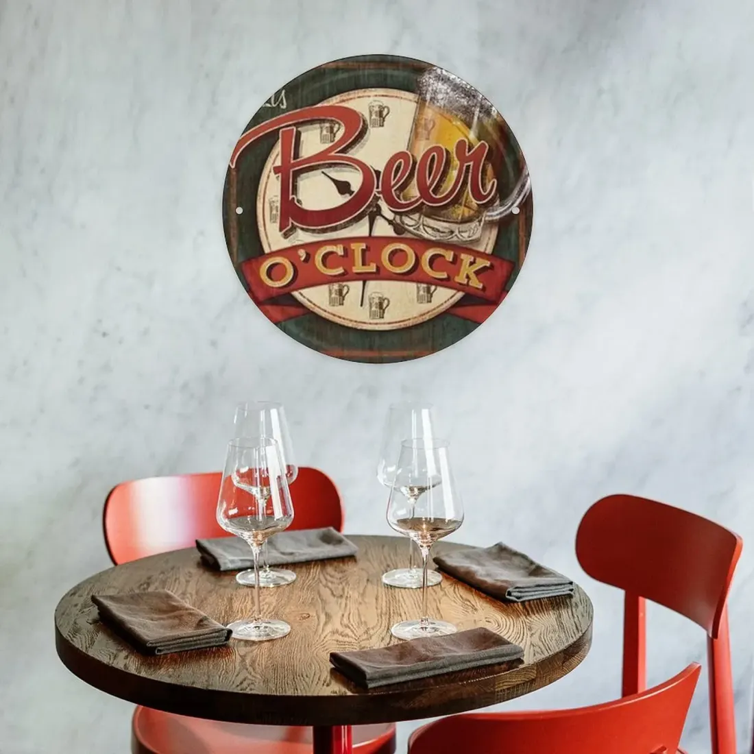 Custom Metal Bar Sign, Round Iron Wall Decor with Your Design, Gift for Dad