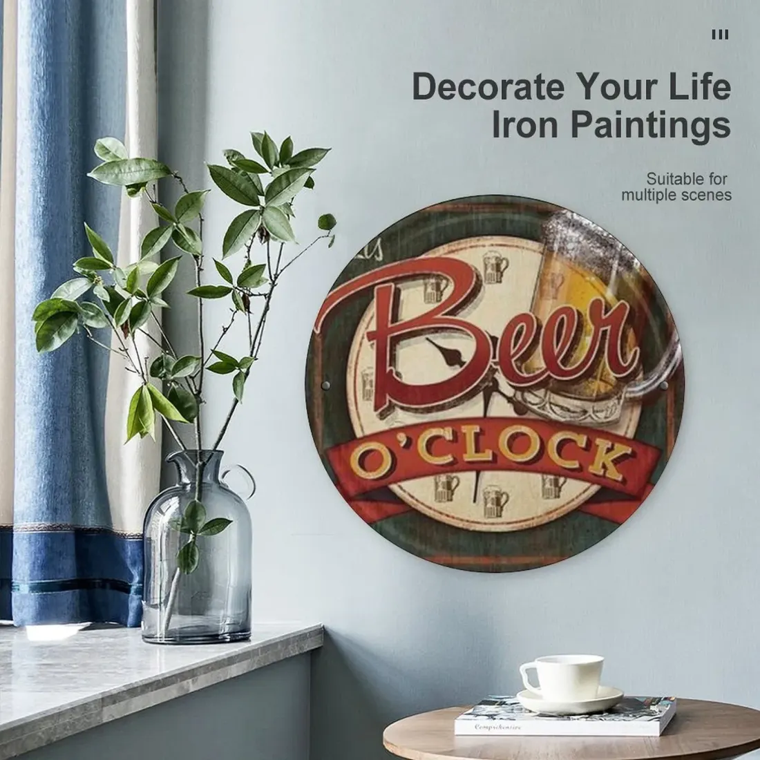 Custom Metal Bar Sign, Round Iron Wall Decor with Your Design, Gift for Dad — photo 4