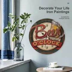 Custom Metal Bar Sign, Round Iron Wall Decor with Your Design, Gift for Dad thumbnail 4