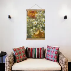 Personalized Hanging Canvas Print with Oak Wood Bars, Custom Photo Wall Art thumbnail 1