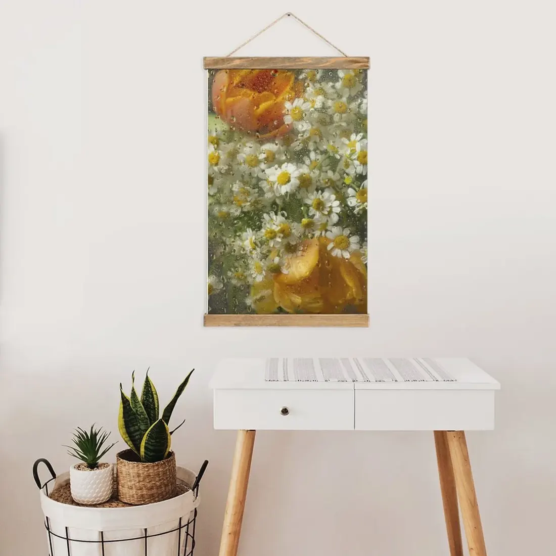 Personalized Hanging Canvas Print with Oak Wood Bars, Custom Photo Wall Art — photo 4