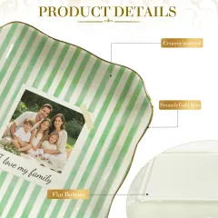 Custom Photo Jewelry Dish, Wavy Ceramic Ring Tray with Gold Rim for Mom thumbnail 5