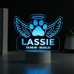 Personalised Pet Memorial LED Night Light, Angel Wings Paw Print Keepsake Lamp, Custom Memorial Gifts thumbnail 1