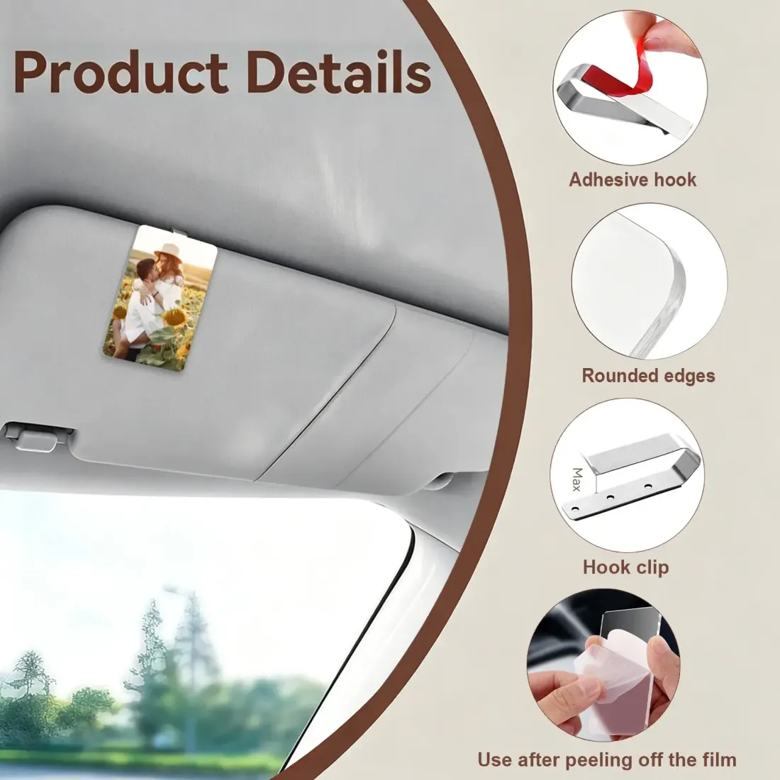 Custom Photo Visor Clip, Acrylic Car Picture Gift for Couples and Family — photo 4