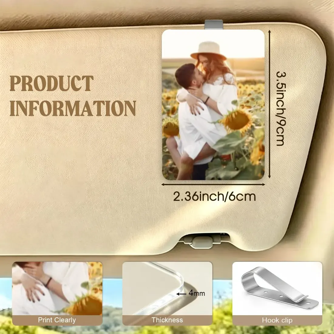 Custom Photo Visor Clip, Acrylic Car Picture Gift for Couples and Family — photo 5