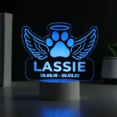 Personalised Pet Memorial LED Night Light, Angel Wings Paw Print Keepsake Lamp, Custom Memorial Gifts thumbnail 5
