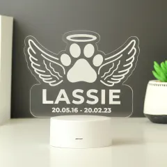 Personalised Pet Memorial LED Night Light, Angel Wings Paw Print Keepsake Lamp, Custom Memorial Gifts thumbnail 6