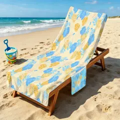 Custom Beach Chair Towel with Side Pockets, Folds Into a Tote Bag thumbnail 2
