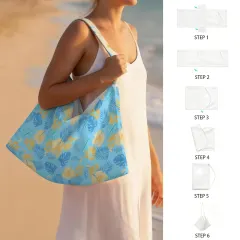 Custom Beach Chair Towel with Side Pockets, Folds Into a Tote Bag thumbnail 6