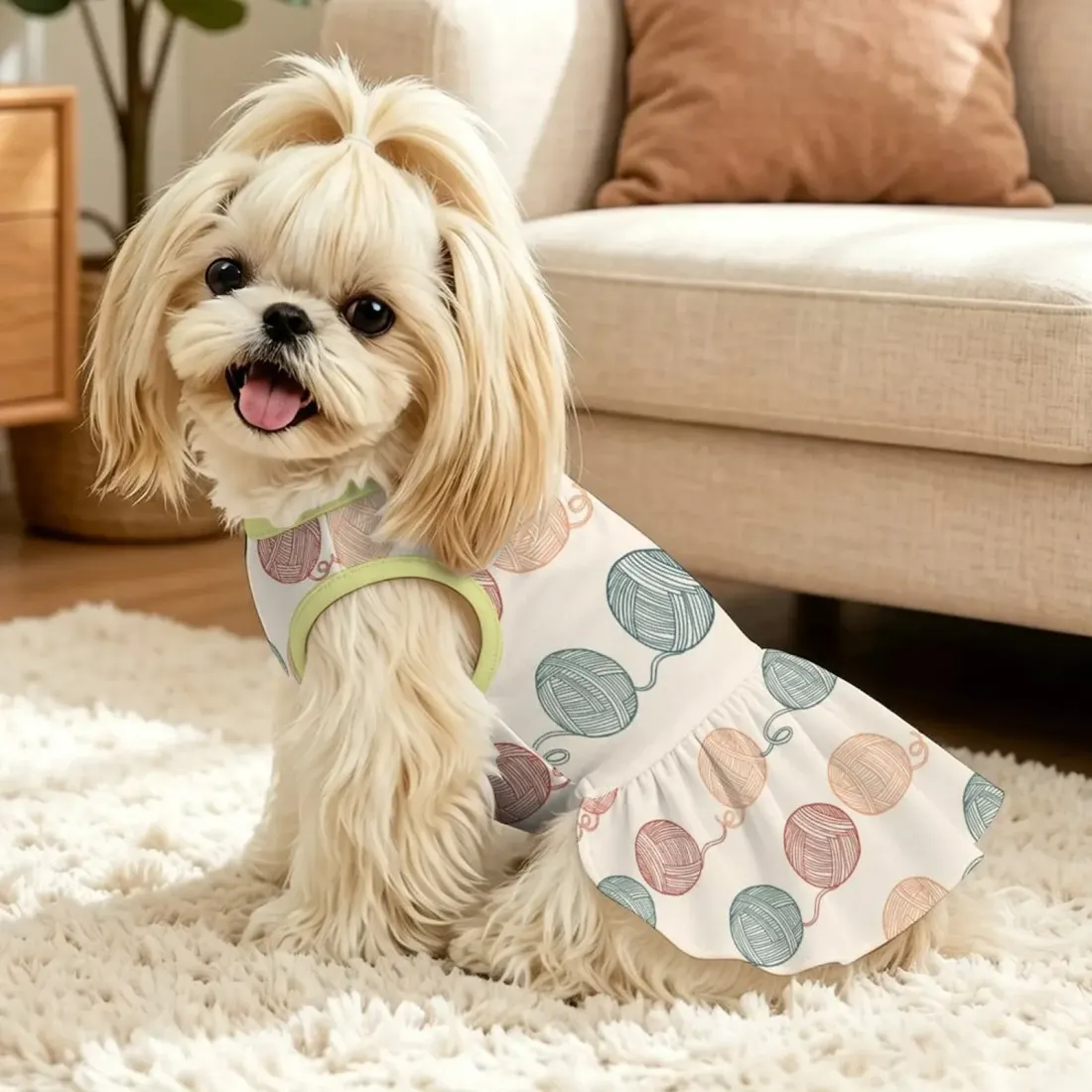 Personalized Small Dog Dress with Your Own Design and Ruffle Skirt