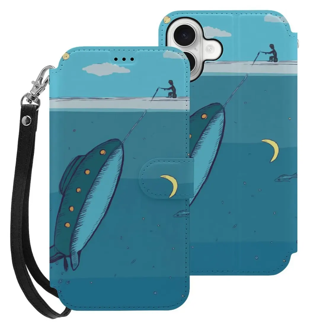 Custom Wallet Phone Case for iPhone 16 Plus with Your Photo and Wrist Strap — photo 2
