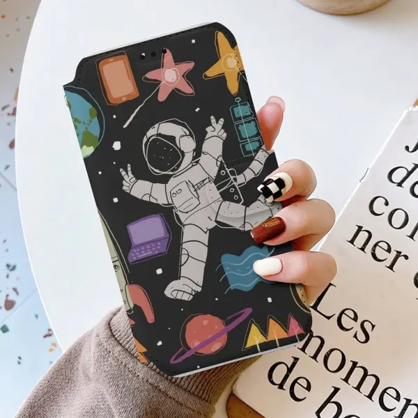Custom iPhone 16 Wallet Case with Your Photo, Card Slots and Wrist Strap