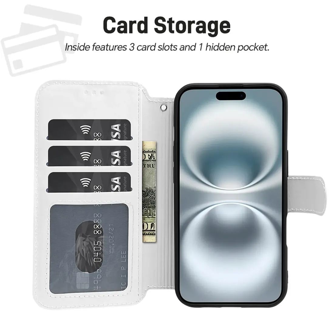 Custom iPhone 16 Wallet Case with Your Photo, Card Slots and Wrist Strap — photo 5