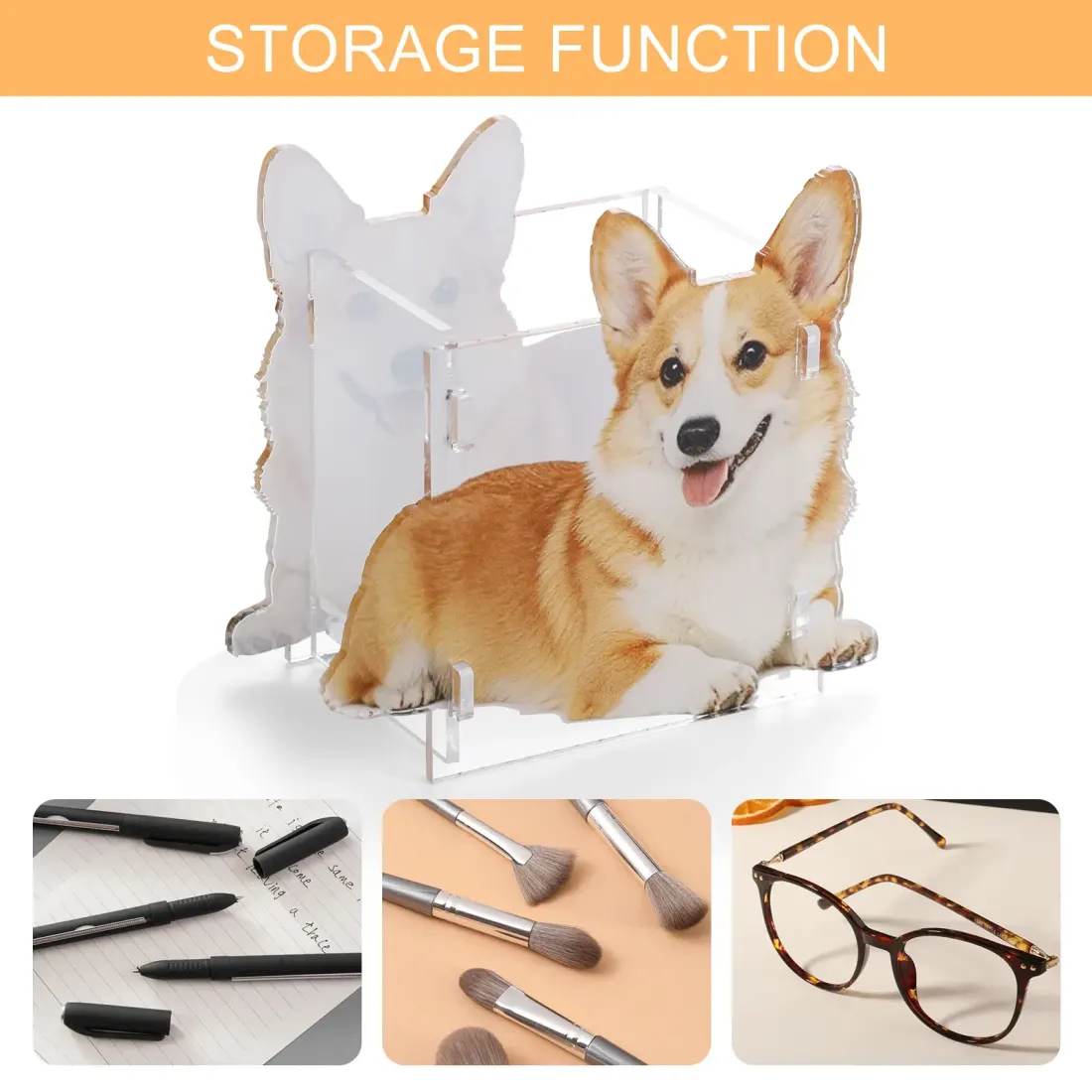 Custom Pet Photo Pen Holder, Shaped Acrylic Desk Organizer for Pet Lovers — photo 5