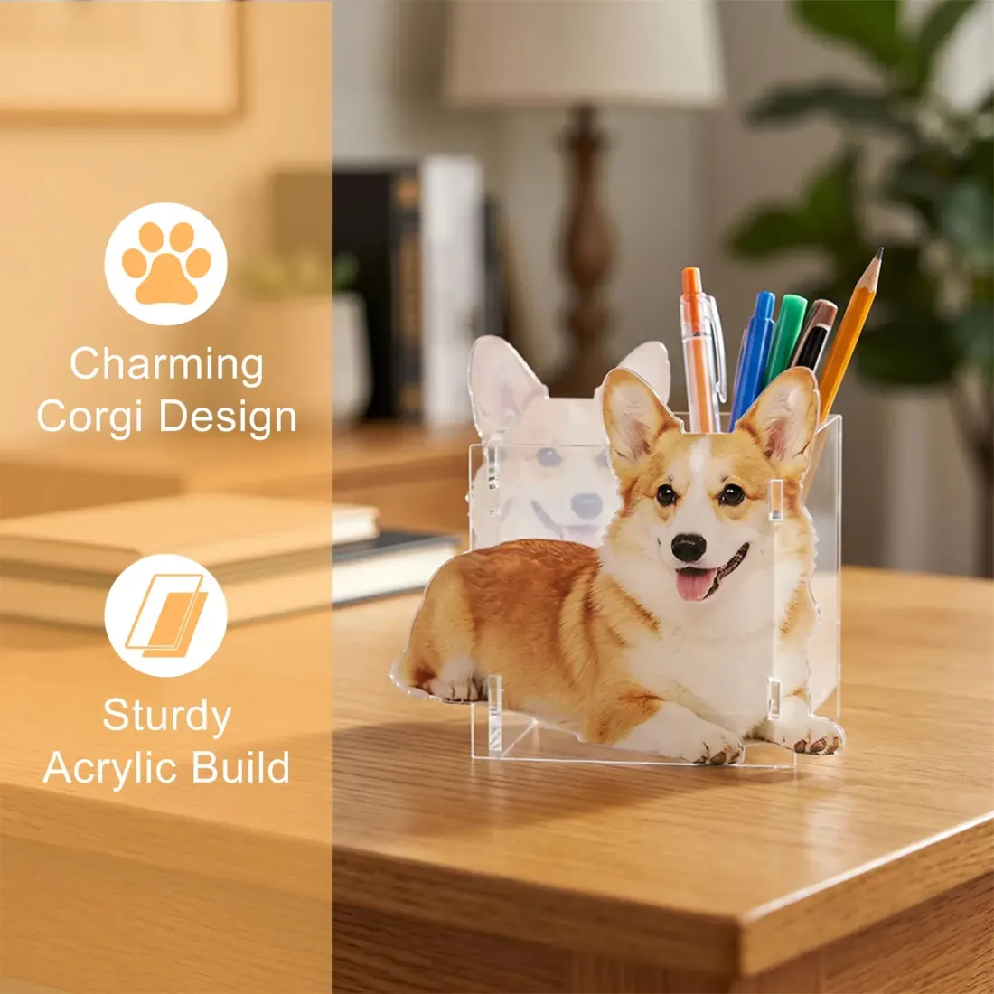 Custom Pet Photo Pen Holder, Shaped Acrylic Desk Organizer for Pet Lovers — photo 6