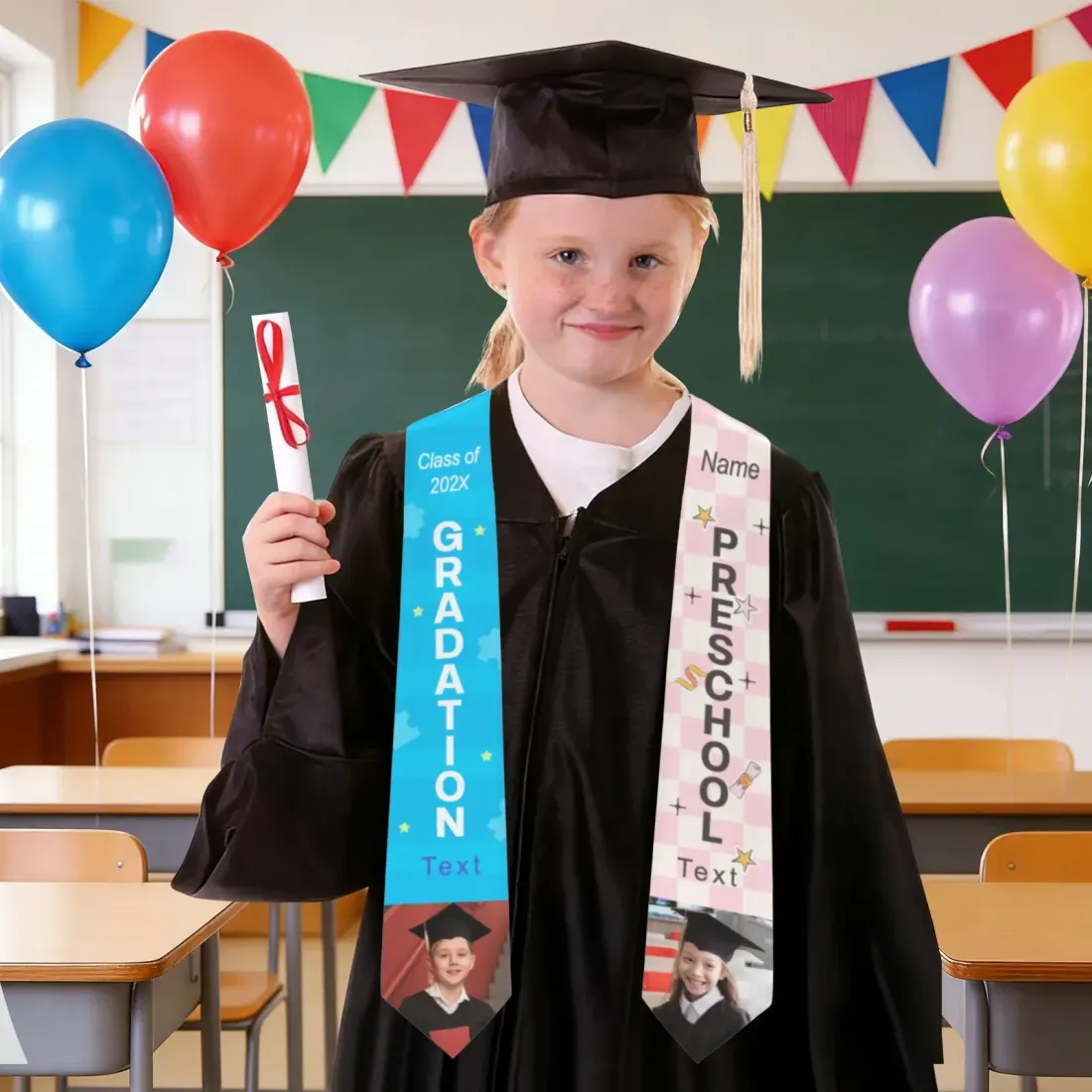 Custom Kids' Graduation Stole 3.9" × 53"