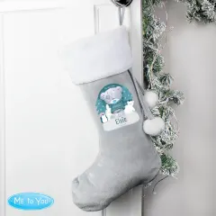 Personalised Christmas Stocking, Custom Tiny Tatty Teddy Design Silver Grey Stocking thumbnail 4