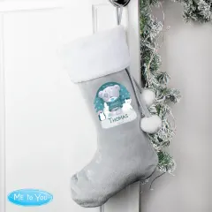 Personalised Christmas Stocking, Custom Tiny Tatty Teddy Design Silver Grey Stocking thumbnail 5
