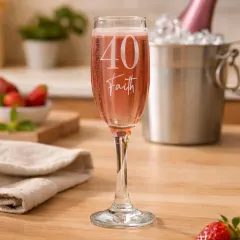 Personalised Age and Name Flute Glass, Custom Birthday Champagne Glass, Milestone Celebration Gift thumbnail 1