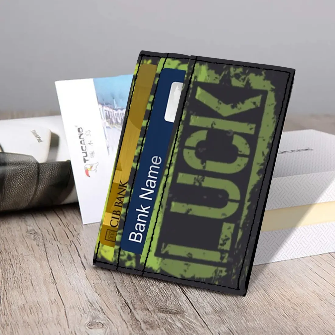 Custom Card Holder Wallet, Slim PU Leather Card Case Printed with Your Design — photo 2
