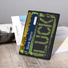 Custom Card Holder Wallet, Slim PU Leather Card Case Printed with Your Design thumbnail 2
