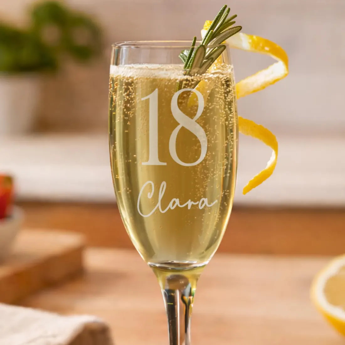 Personalised Age and Name Flute Glass, Custom Birthday Champagne Glass, Milestone Celebration Gift — photo 4