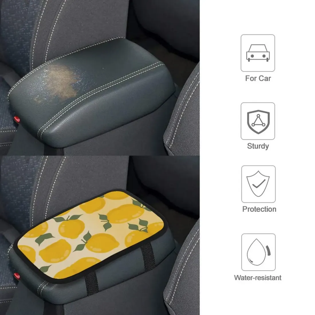 Custom Car Armrest Cover with Your Photo or Design, Neoprene Center Console Pad — photo 2