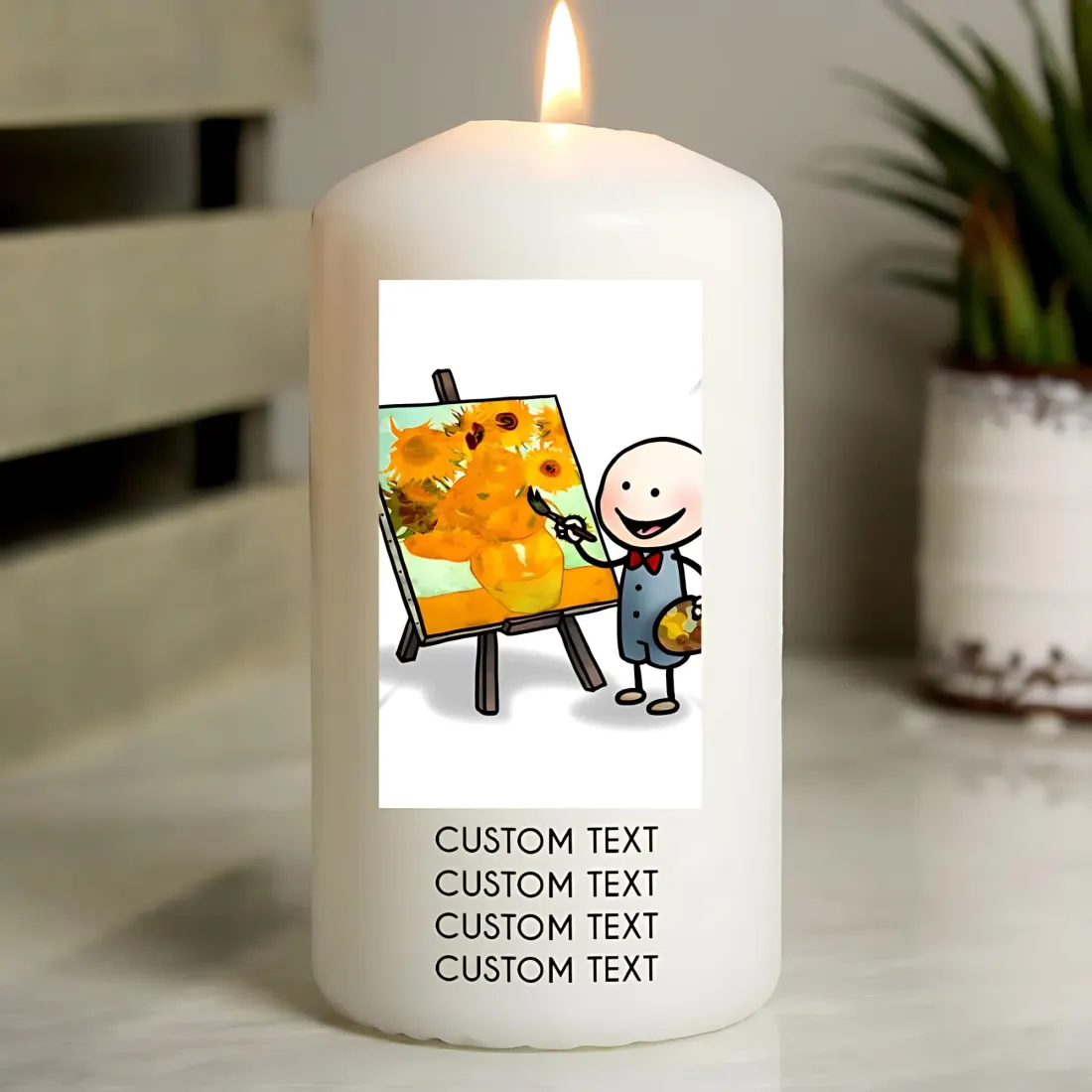 Personalised Photo Upload Pillar Candle, Custom Text Engrave Keepsake — photo 2
