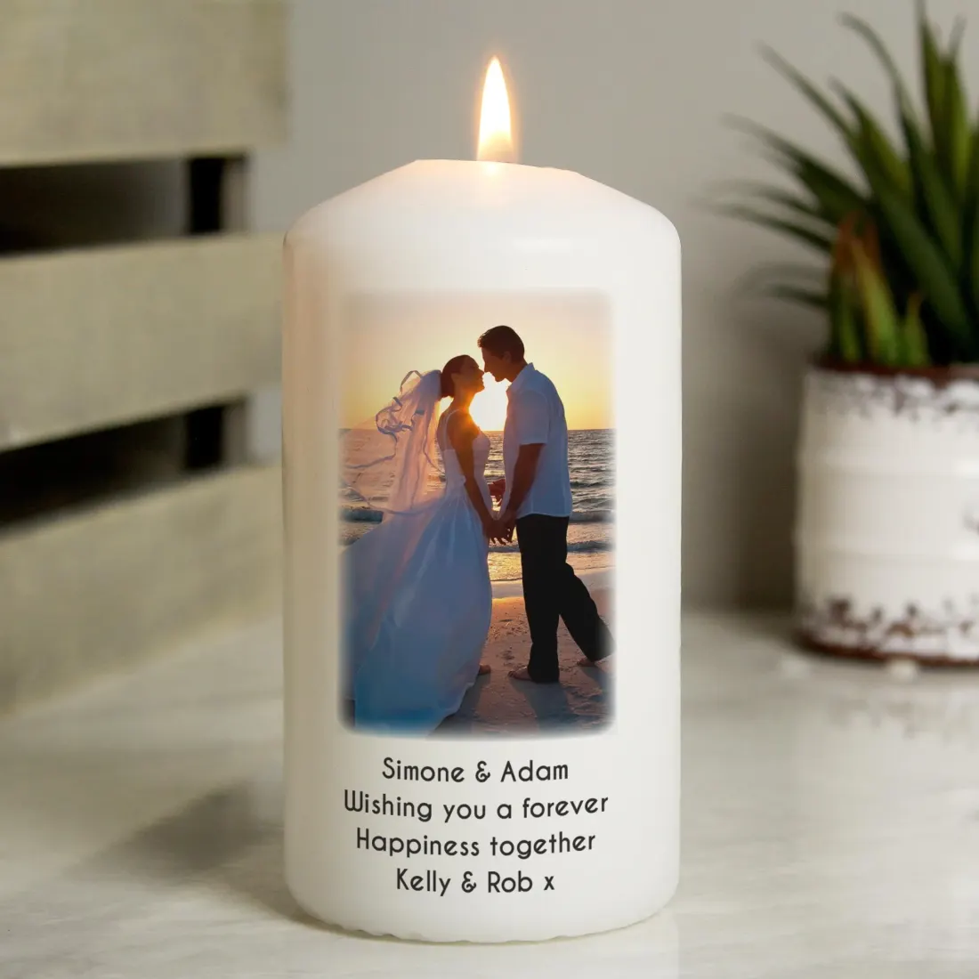 Personalised Photo Upload Pillar Candle, Custom Text Engrave Keepsake — photo 3