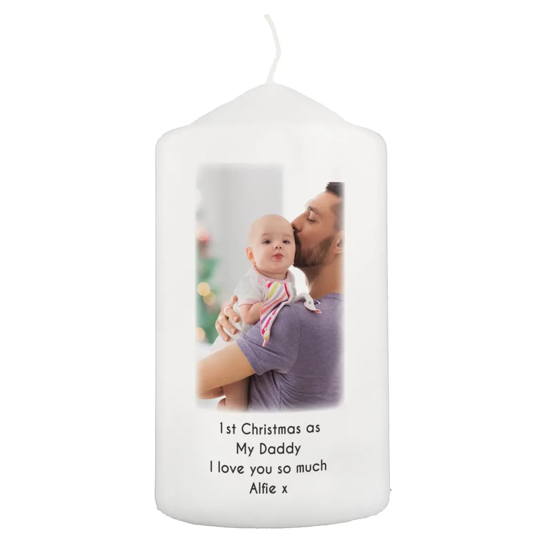 Personalised Photo Upload Pillar Candle, Custom Text Engrave Keepsake — photo 6