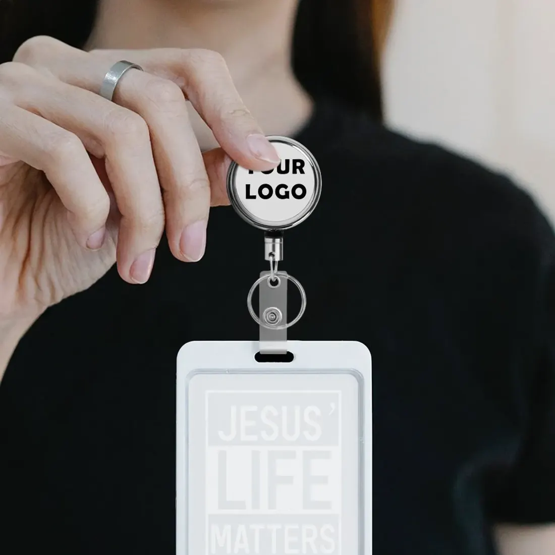 Custom Retractable Badge Reel with Your Photo or Logo, Metal ID Holder Clip — photo 3