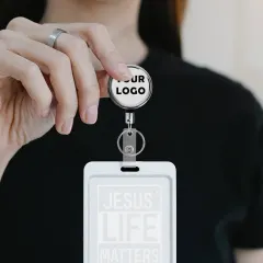 Custom Retractable Badge Reel with Your Photo or Logo, Metal ID Holder Clip thumbnail 3