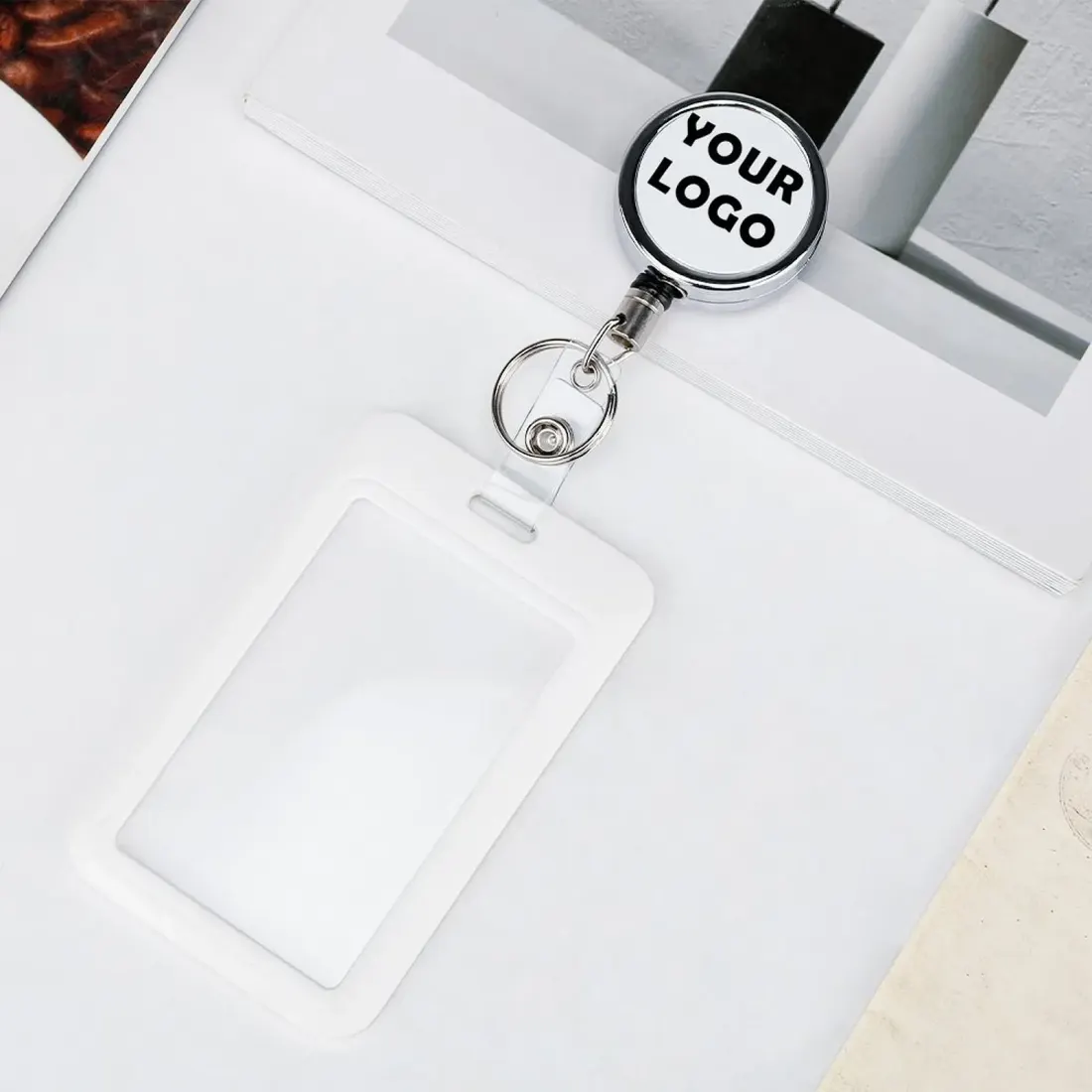 Custom Retractable Badge Reel with Your Photo or Logo, Metal ID Holder Clip — photo 4