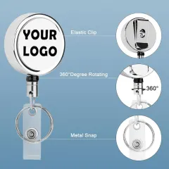 Custom Retractable Badge Reel with Your Photo or Logo, Metal ID Holder Clip thumbnail 5