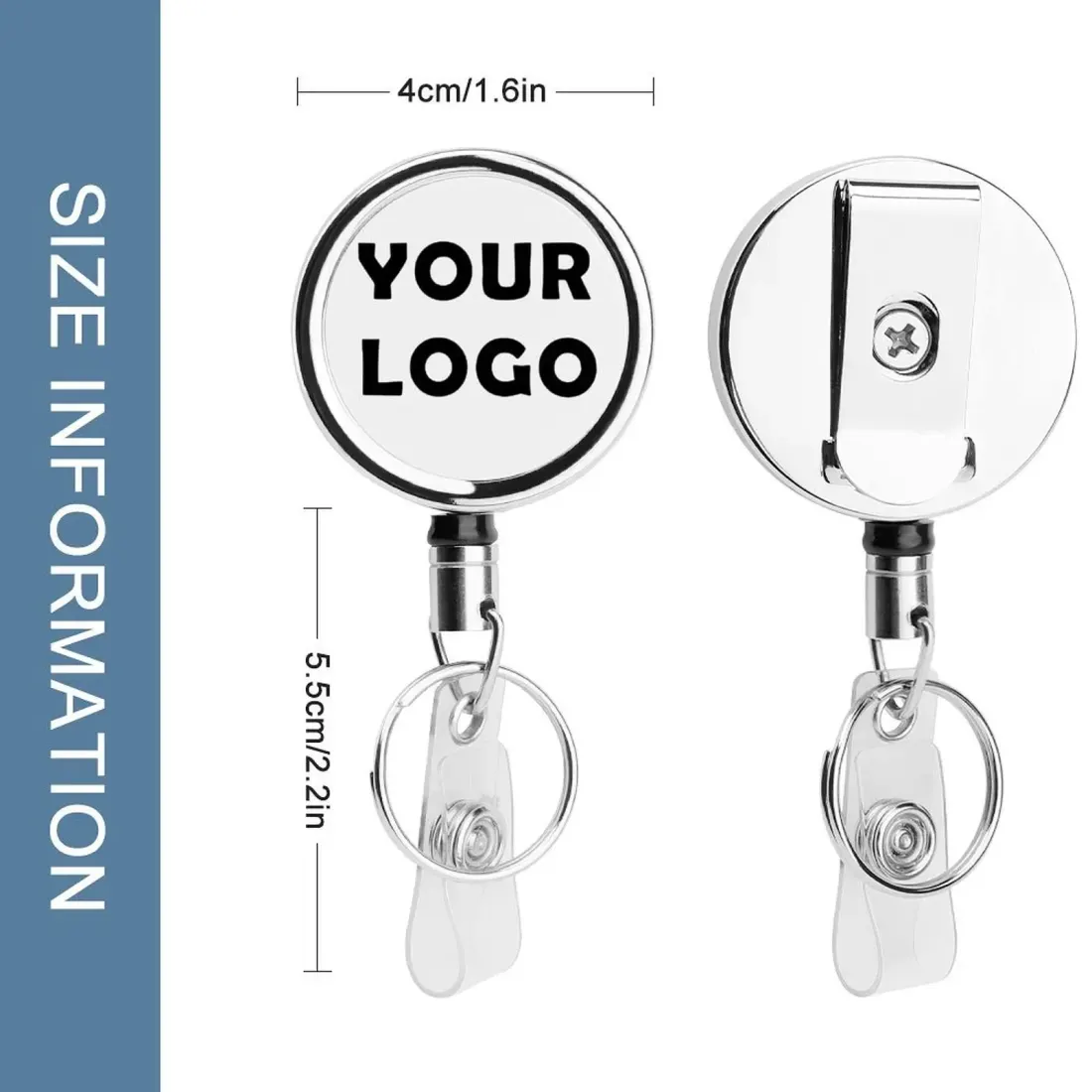 Custom Retractable Badge Reel with Your Photo or Logo, Metal ID Holder Clip — photo 6