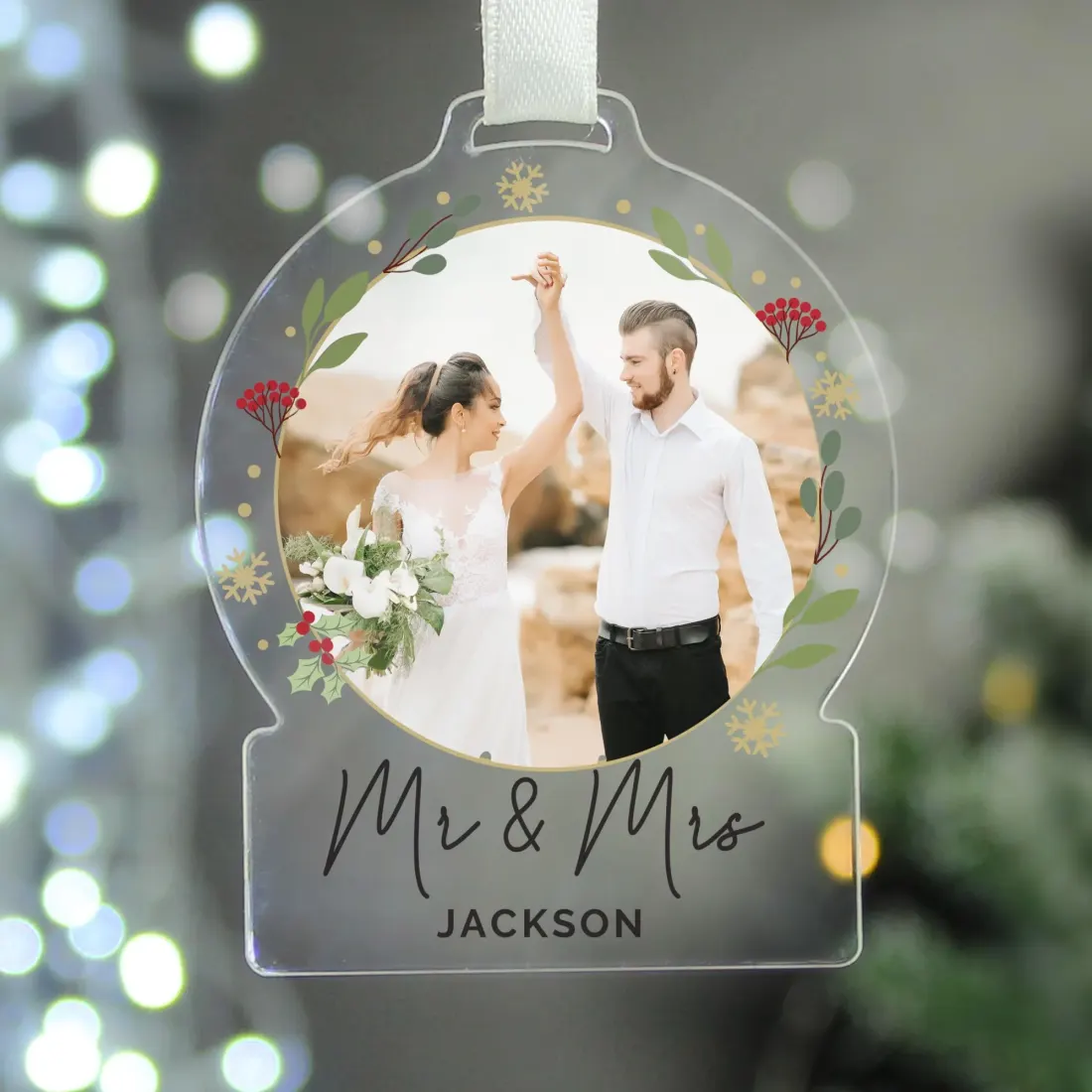 Personalised Photo Acrylic Christmas Ornament, Custom Text Engraved Gifts — photo 3
