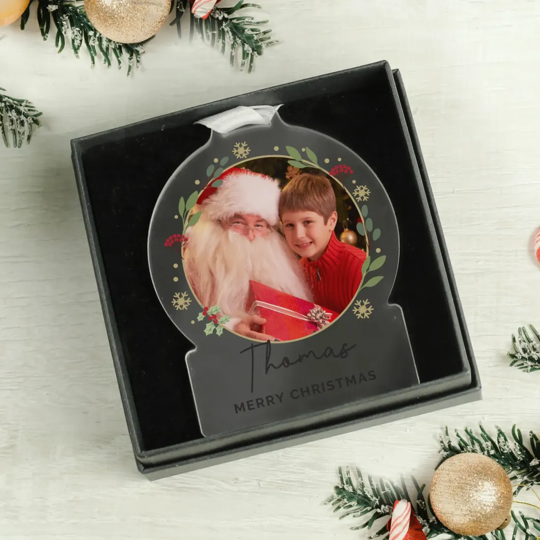 Personalised Photo Acrylic Christmas Ornament, Custom Text Engraved Gifts — photo 4