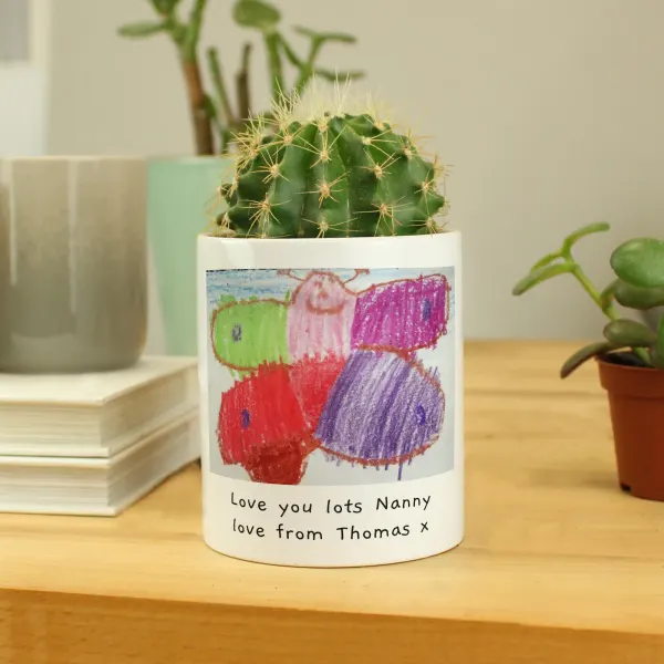 Personalised Childrens Drawing Pot, Custom Artwork Keepsake, Kids Pencil Holder, Photo Memory Gift