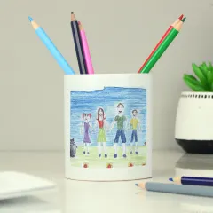 Personalised Childrens Drawing Pot, Custom Artwork Keepsake, Kids Pencil Holder, Photo Memory Gift thumbnail 3