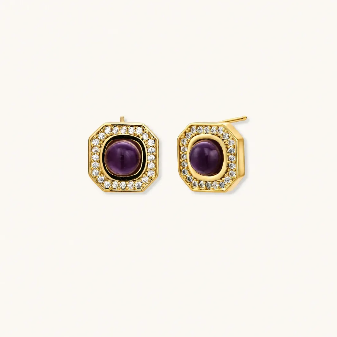 Empress Octagon Studs, Gold Plated Gift for Her