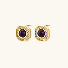 Empress Octagon Studs, Gold Plated Gift for Her thumbnail 3