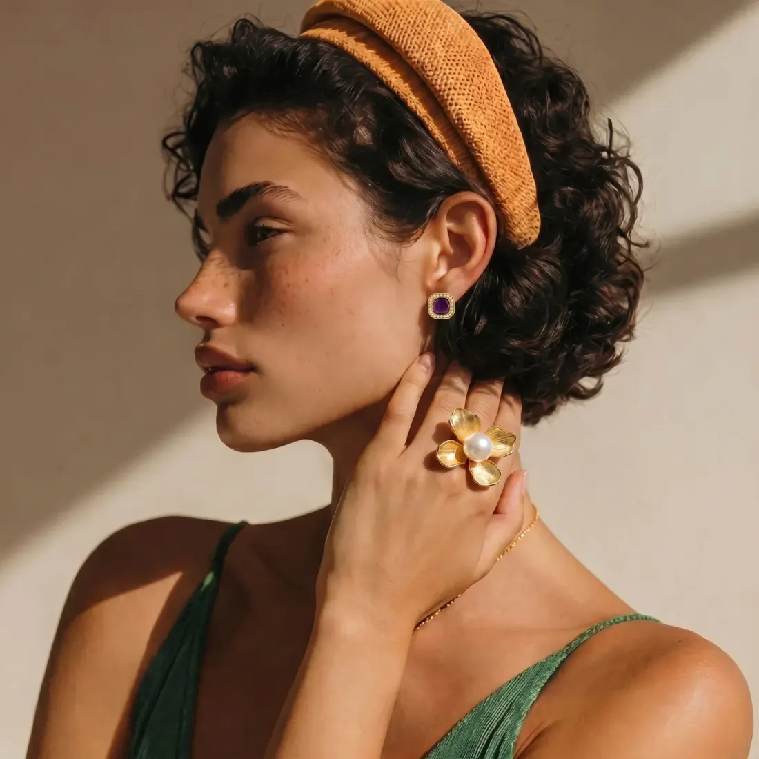 Empress Octagon Studs, Gold Plated Gift for Her — photo 4