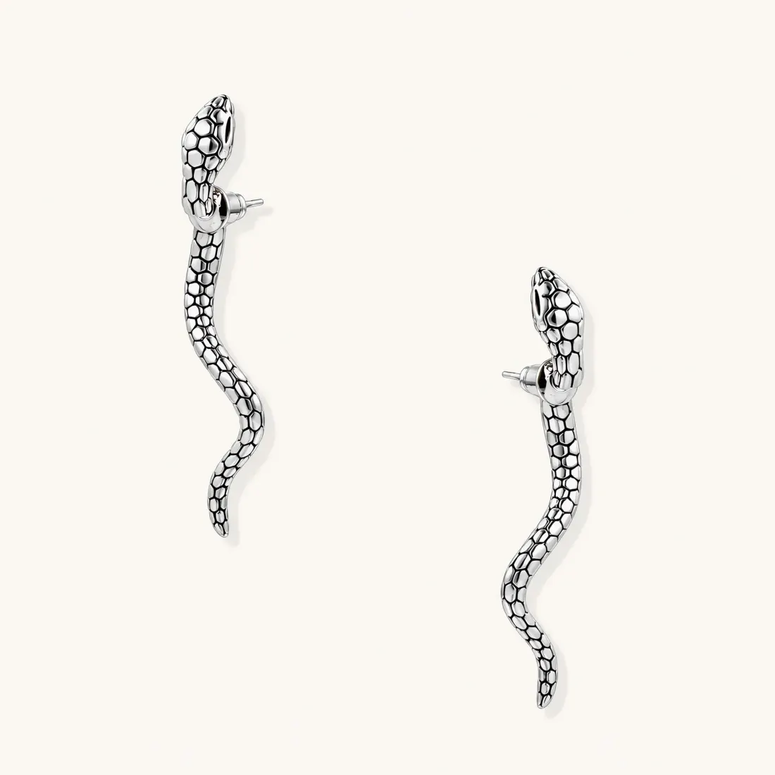 Serpent Spell Earrings: Gift for Her, White Gold Plated