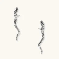 Serpent Spell Earrings: Gift for Her, White Gold Plated thumbnail 1